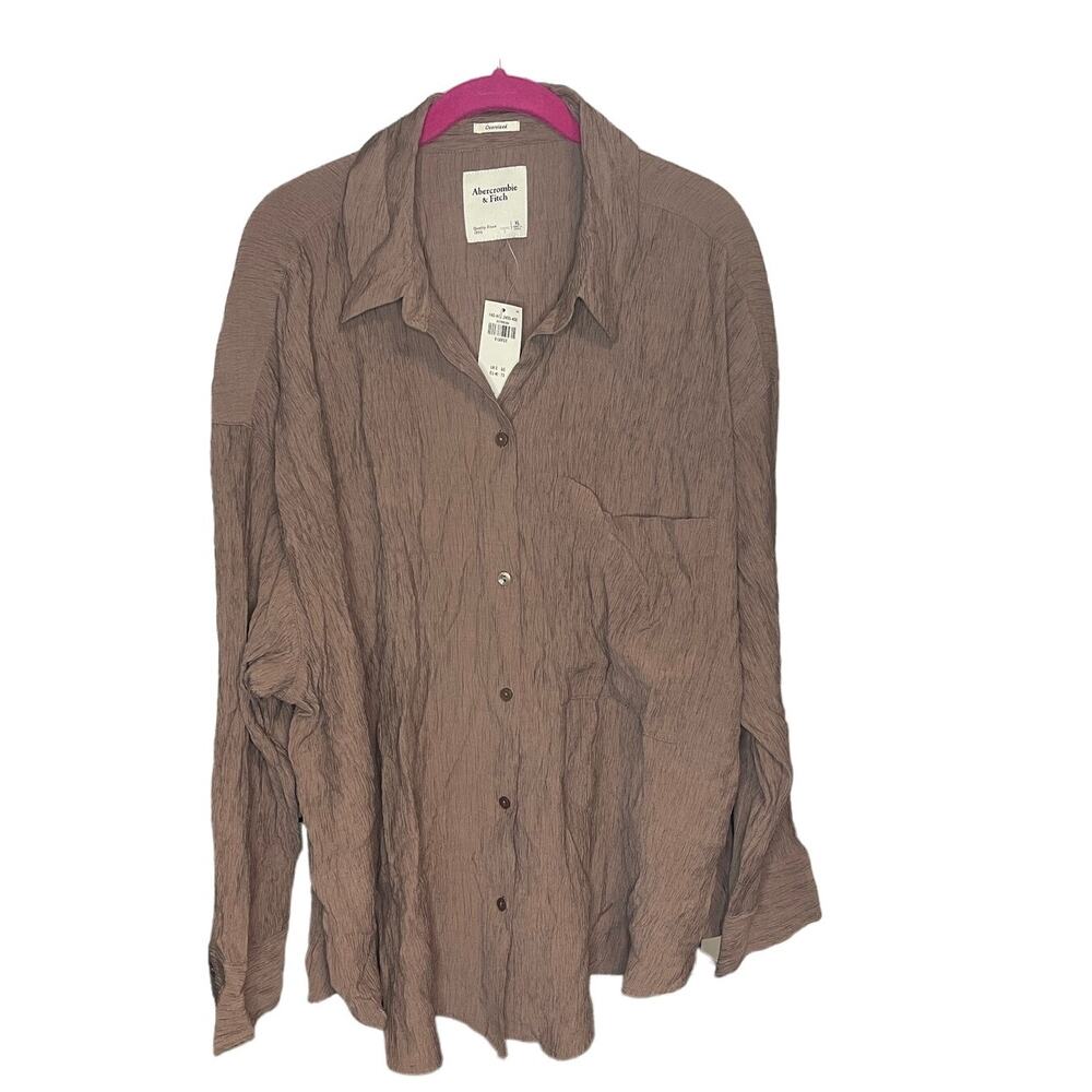 NWT Abercrombie & Fitch Crinkle Button Down Women's Size XL